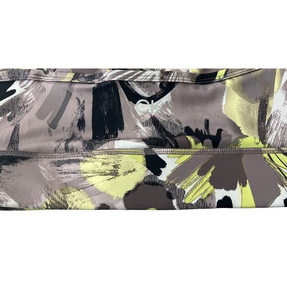 CALVIN KLEIN RACERBACK PADDED SPORTS BRA, WOMENS, XL YELLOW TAN ABSTRACT PATTERN - Picture 5 of 11